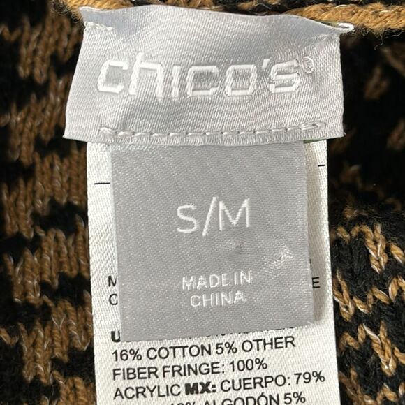 Chico's Poncho Size Medium S/M Plaid Knit Fringe NWOT - Picture 10 of 13